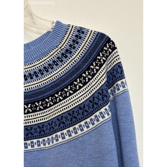 Talbots Blue Very Pretty Fair Isle Yoke Sweater - Size XL - Picture 3 of 7